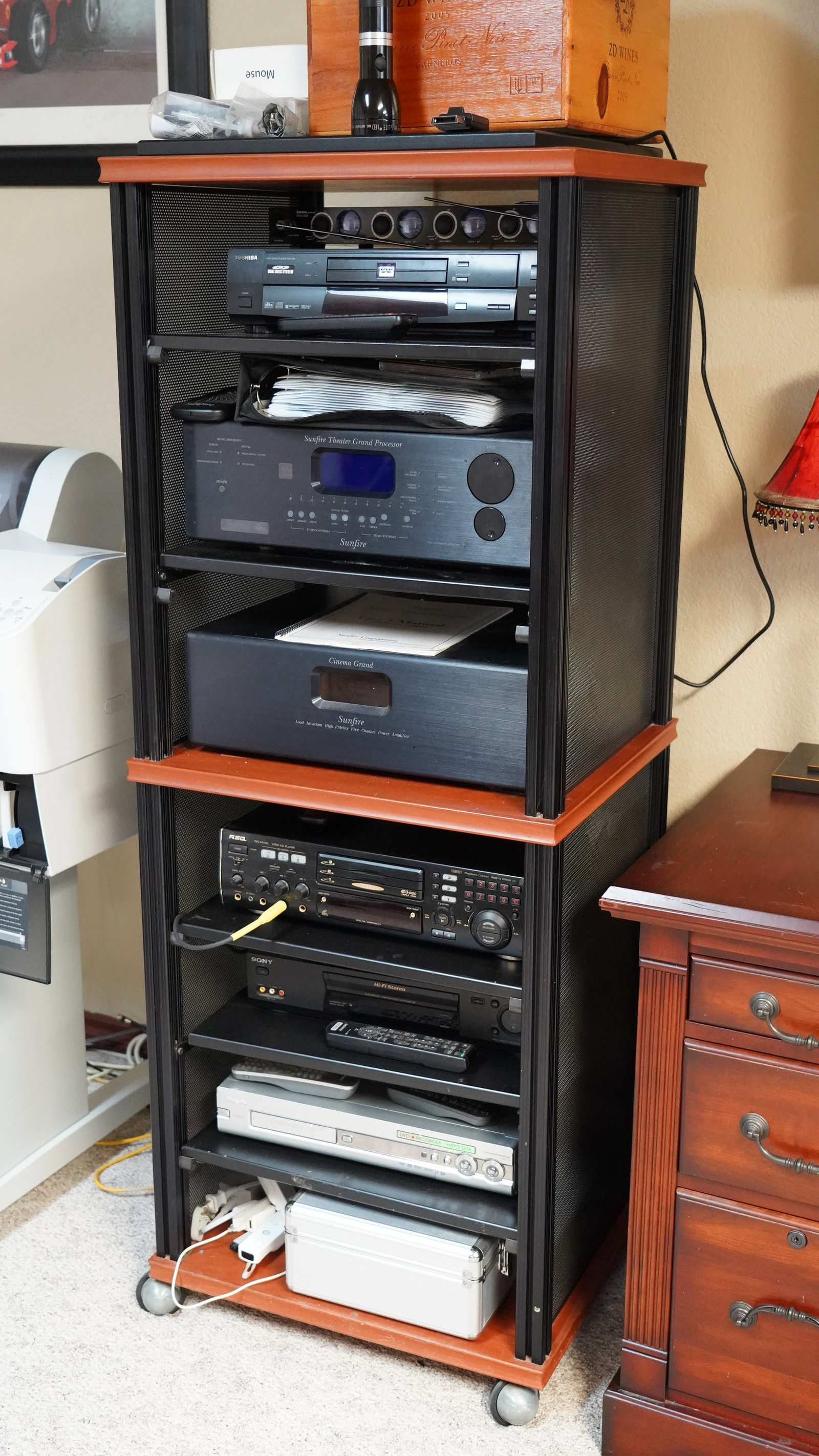 Home Theater Equipment Lot With Rack Toshiba DVD RSQ Karaoke Sony VHS And Accessories (1 of 6)
