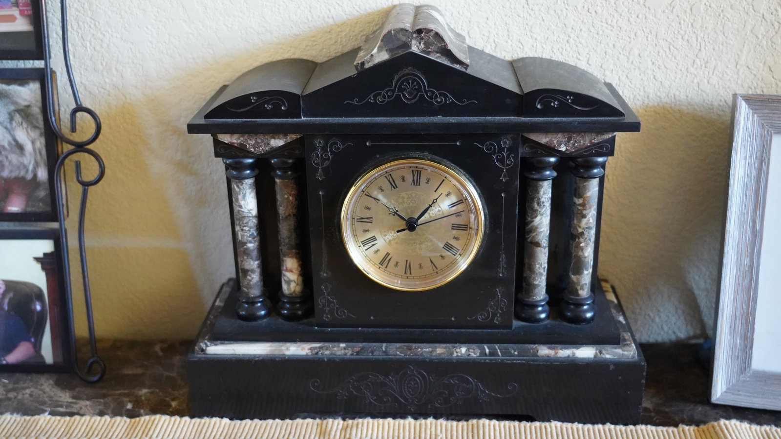Haller Mantle Clock: The Vintage Haller Germany Marble Iron Mantel Clock is a beautiful and timeless piece that brings classic character to any space. The combination of solid marble and iron construction gives the clock 
