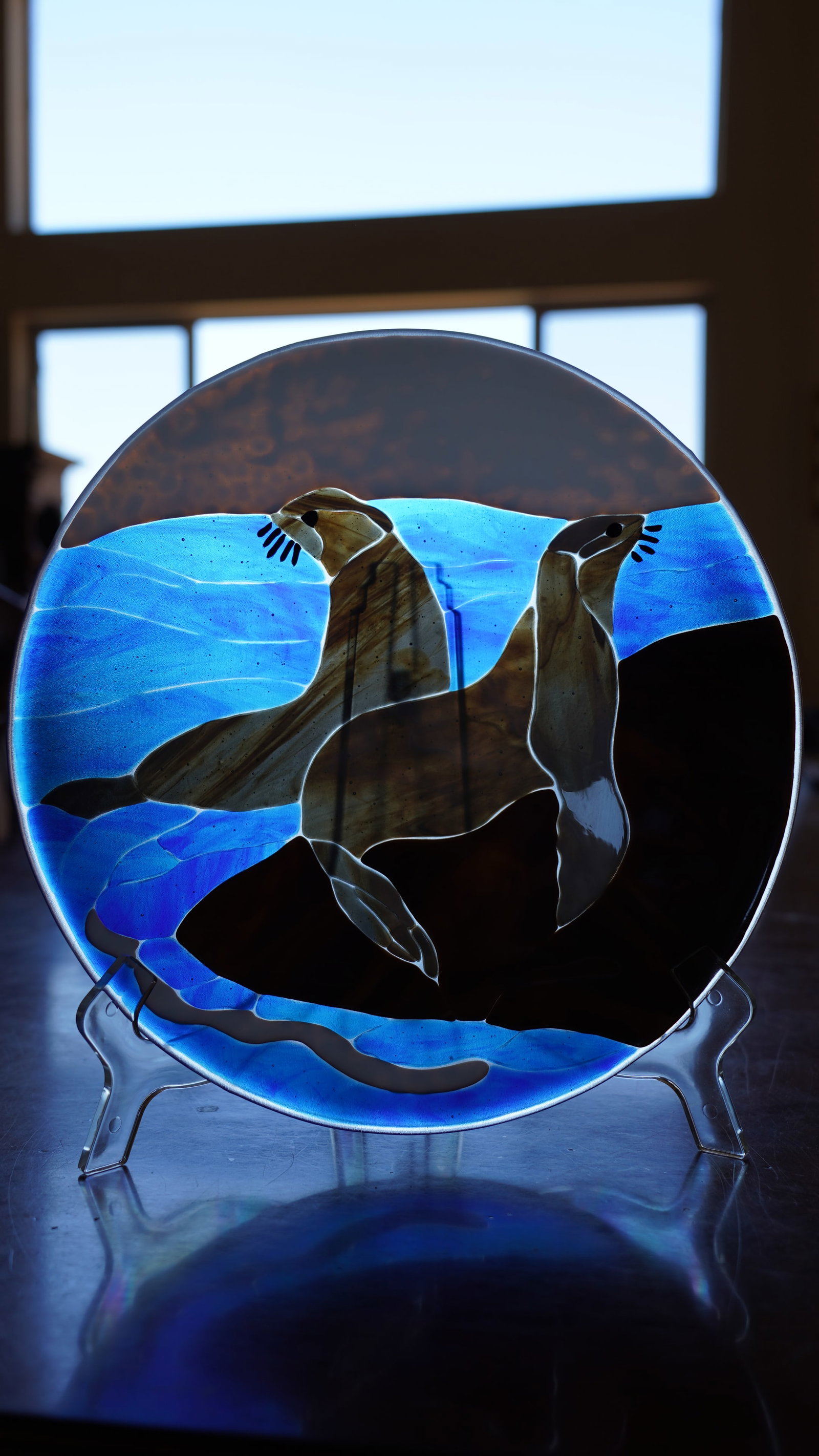 Hand Crafted stained glass plate with stand (1 of 2)