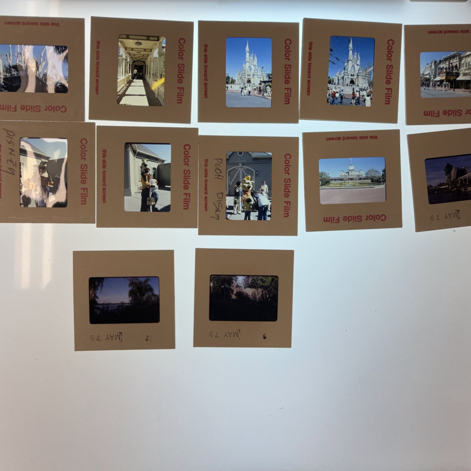 Vintage Disney World Magic Kingdom Photo Slide Lot: Classic Disney park at a classic time - looks like late 80s or early 80s