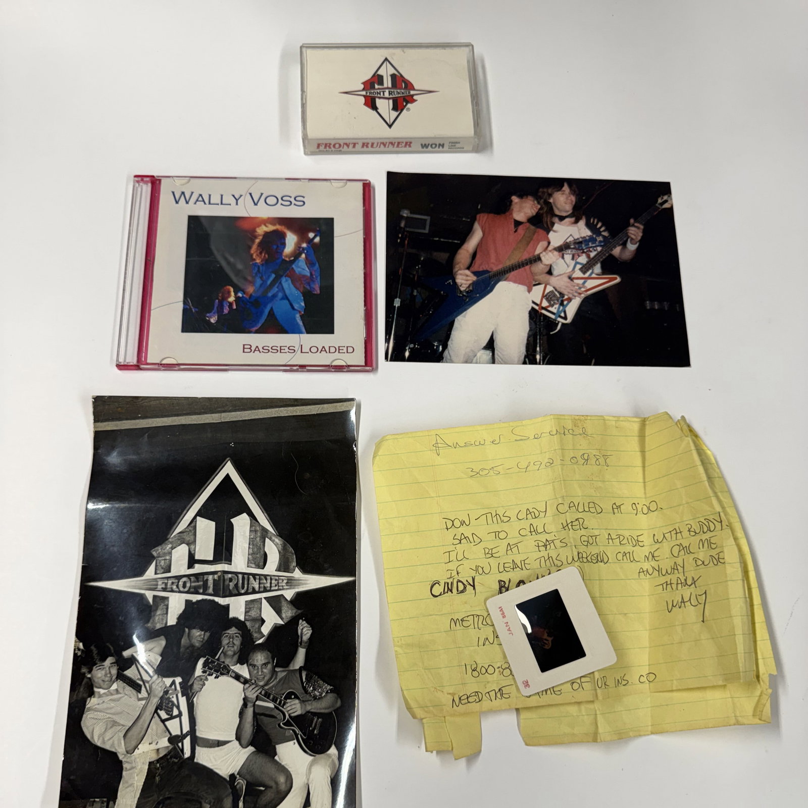 Vintage 80's Ft Lauderdale, FL Band Front Runner Wally Voss Bass Guitar Player Lot: A blast from the past: Time period: 1980s Band: Front Runner: Place: Ft Lauderdale, FL: Famous name/s: Wally Voss bass player: See other lots for more of this scene.: Includes: memorbilia from early