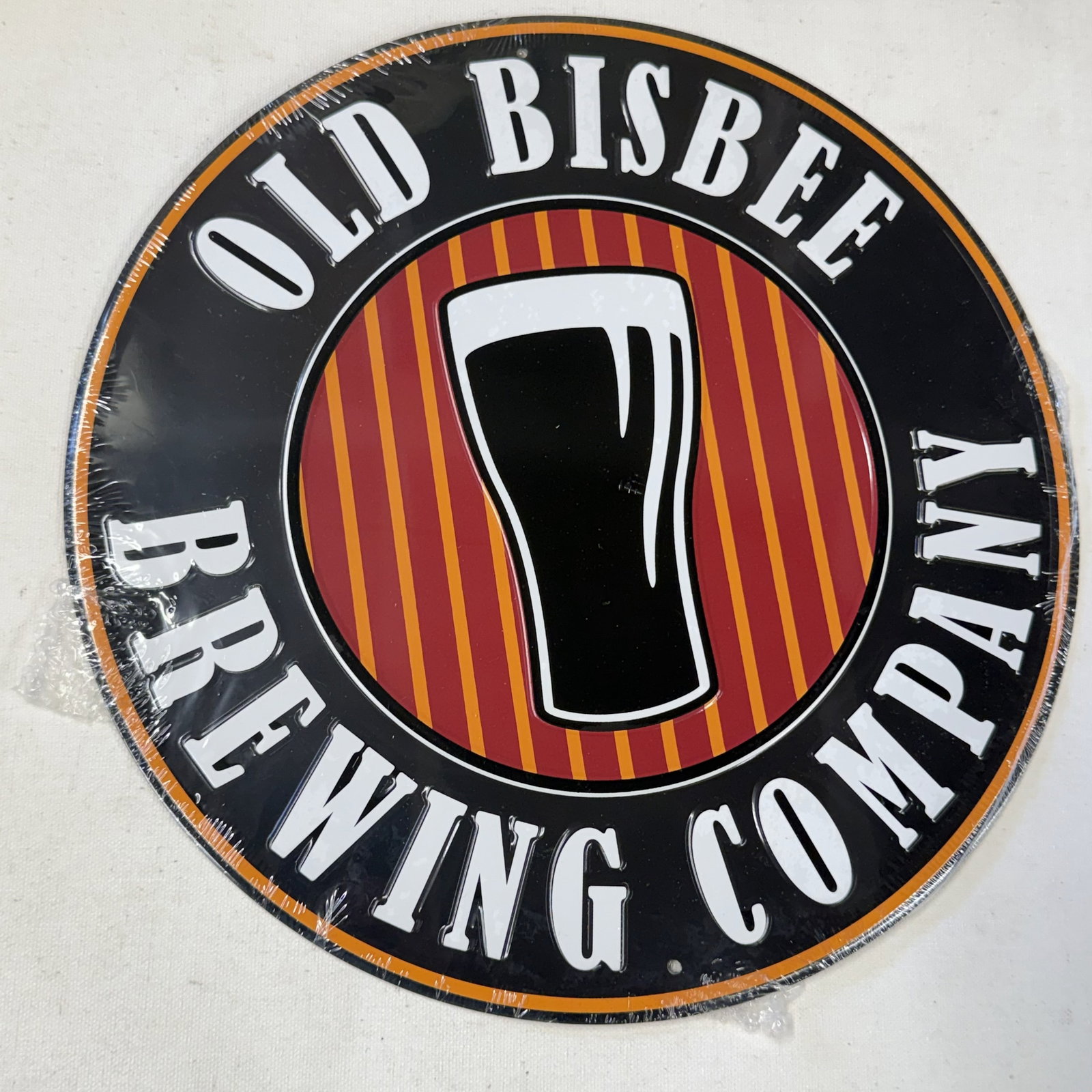 Round Metal Beer Sign for the Man Cave: Round and like new.