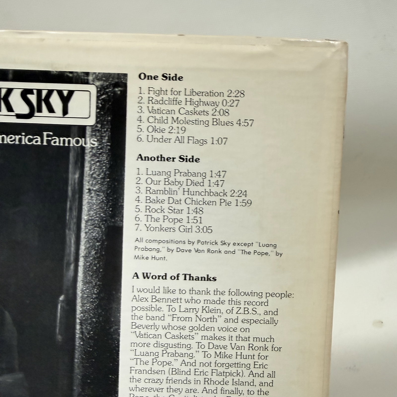 Obscure 60's Vinyl Record: Patrick Sky America... - 3