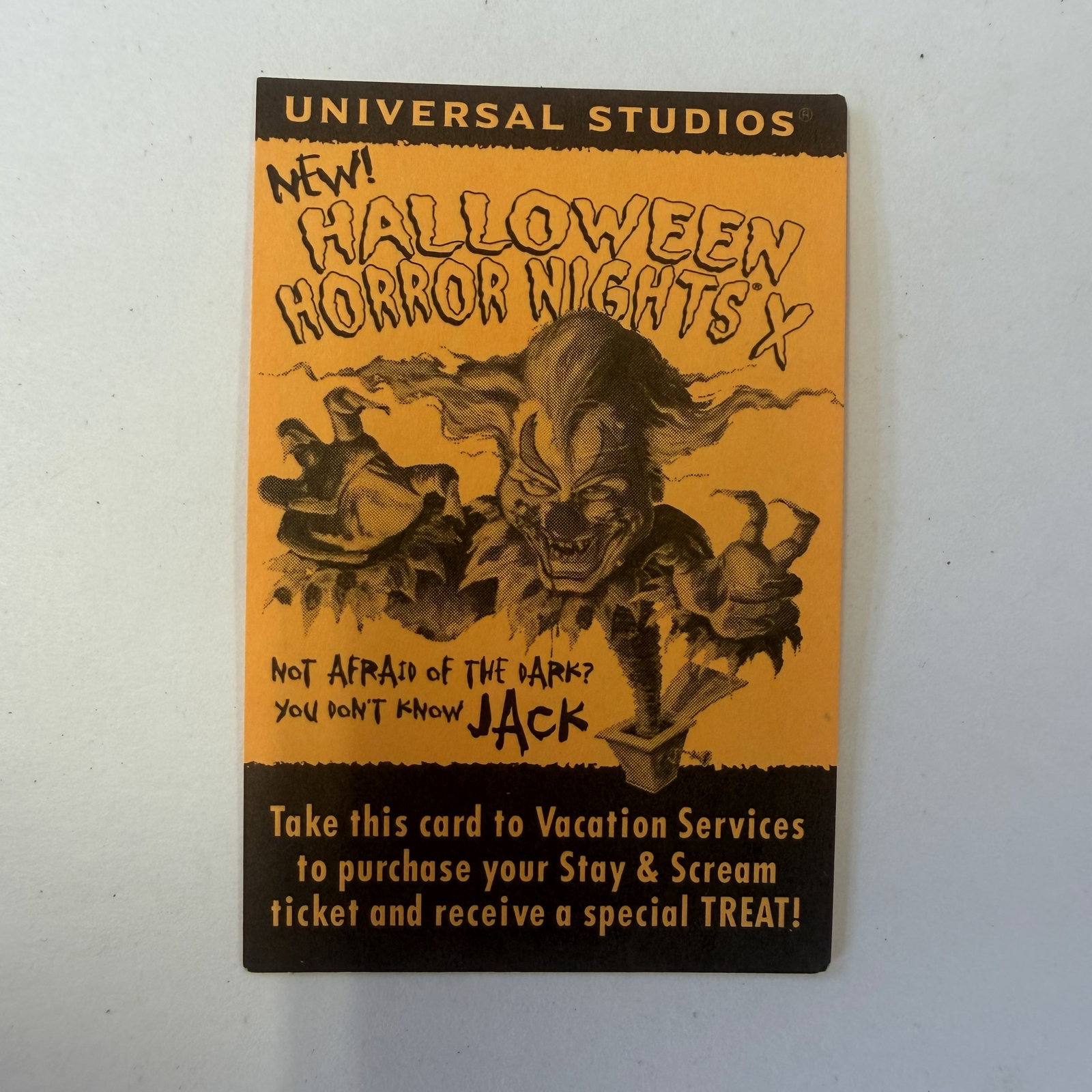 Vintage Universal Studios HHN '00 Jack Stay and Scream Promo Ticket: Overall good - - Combined shipping: y