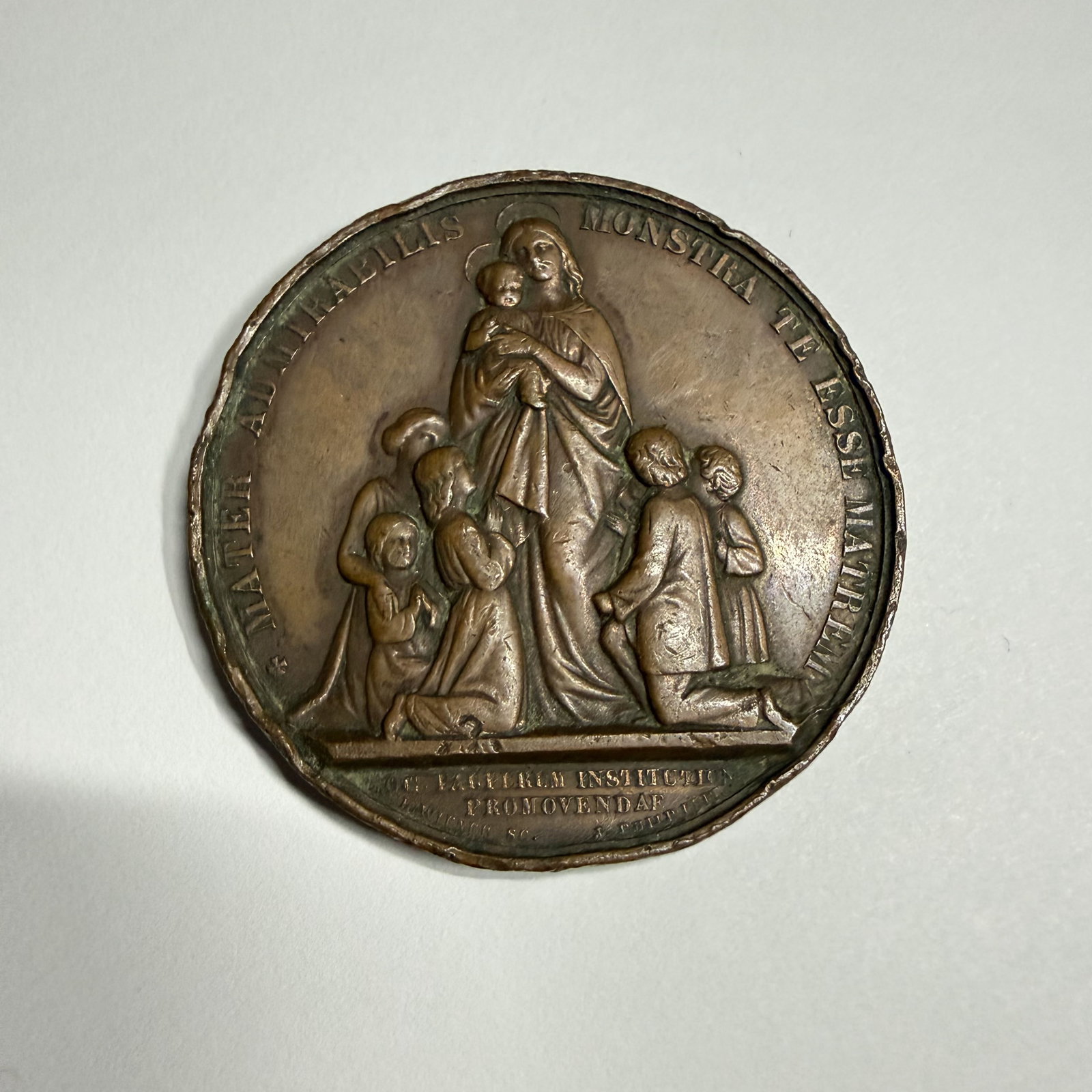 Antique Medal: 19th Century Catholic School Bronze Award Good Conduct (1 of 3)