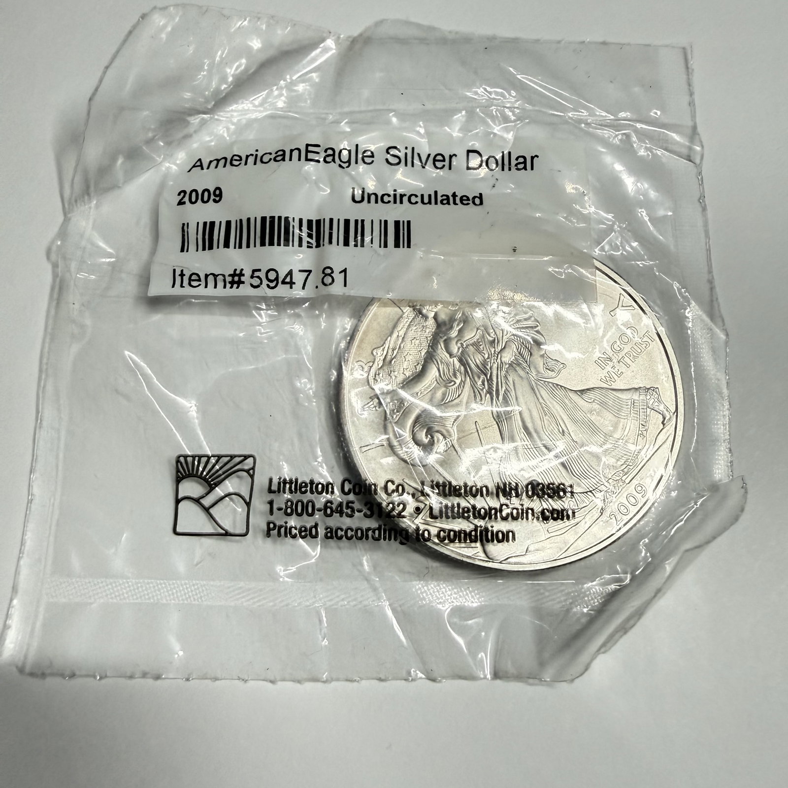 2009 1 Dollar Silver American Eagle Coin Uncirculated: 2009 1 Dollar Silver American Eagle Coin Uncirculated