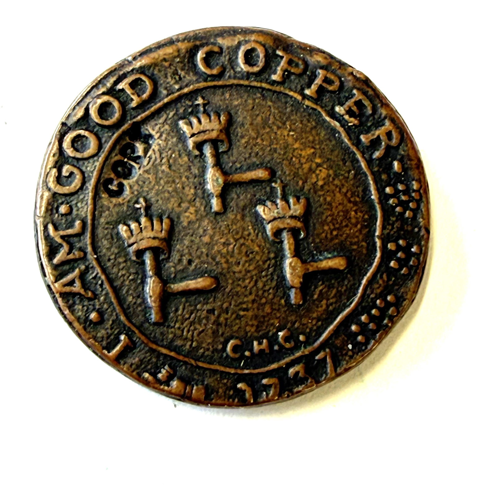 1737 Higley Copper Token Reproduction: Combined shipping offered.