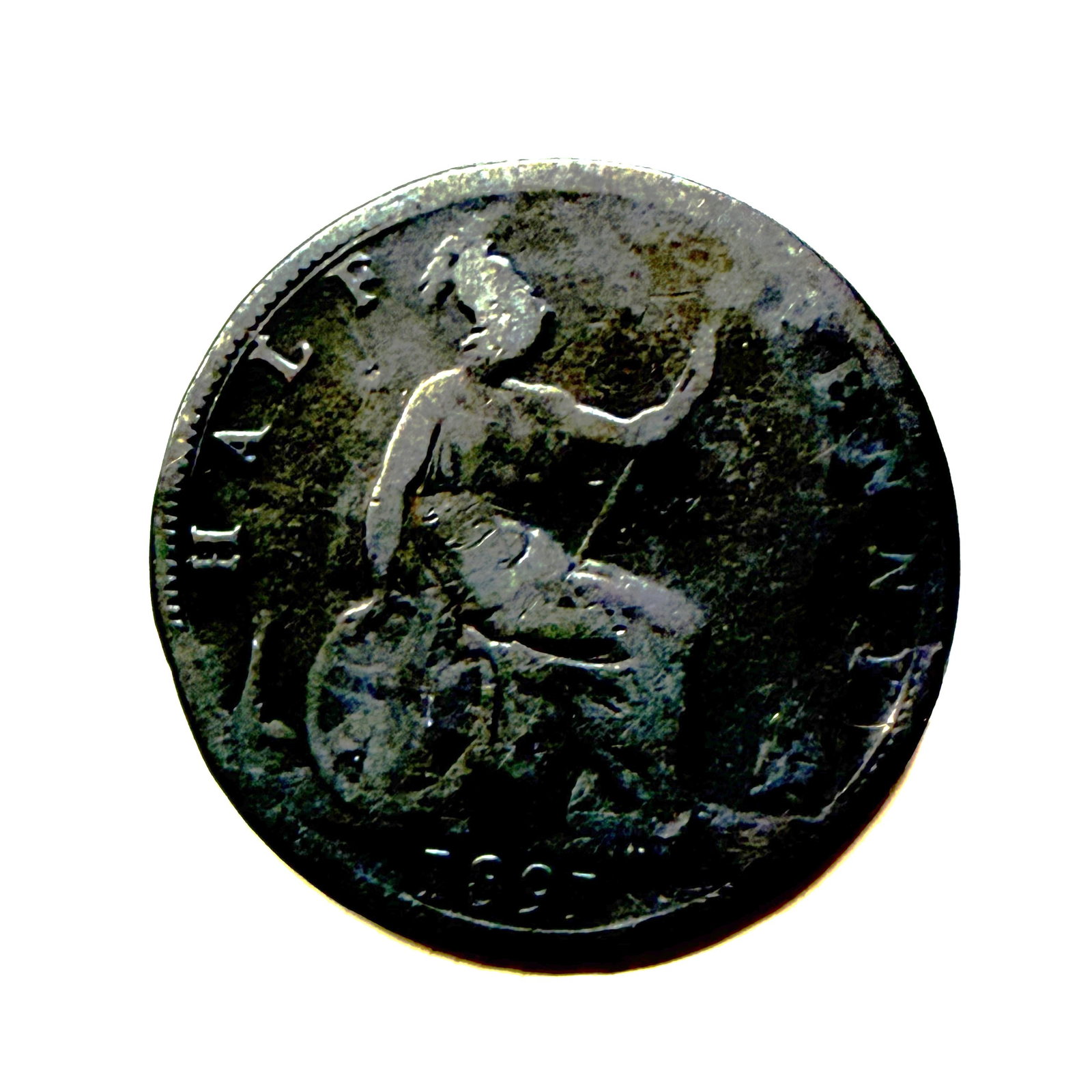 Antique Coin: 1897 British Half Penny: Combined Shipping: yes