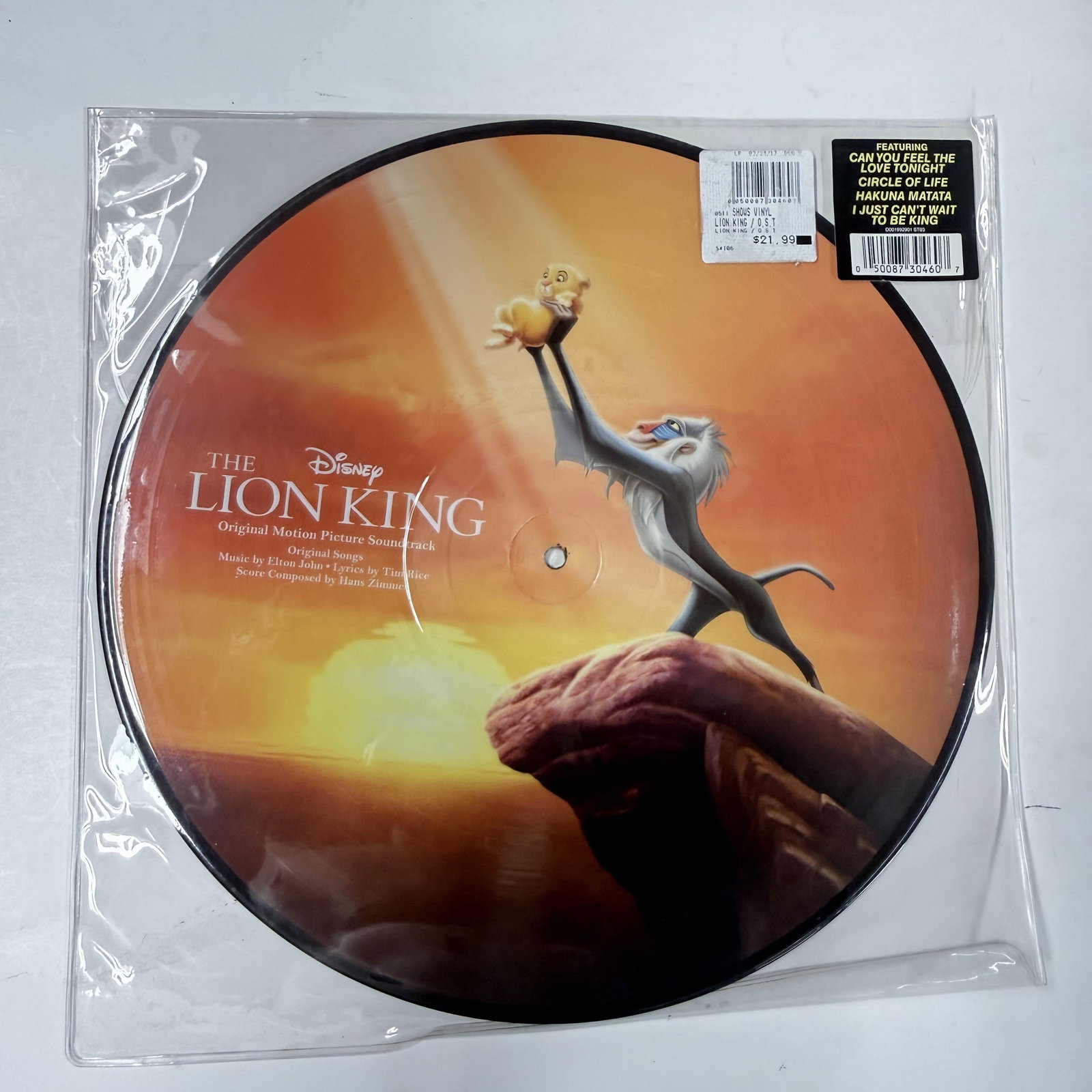 Picture Disc Vinyl Record: Disney Lion King: Combined Shipping: yes