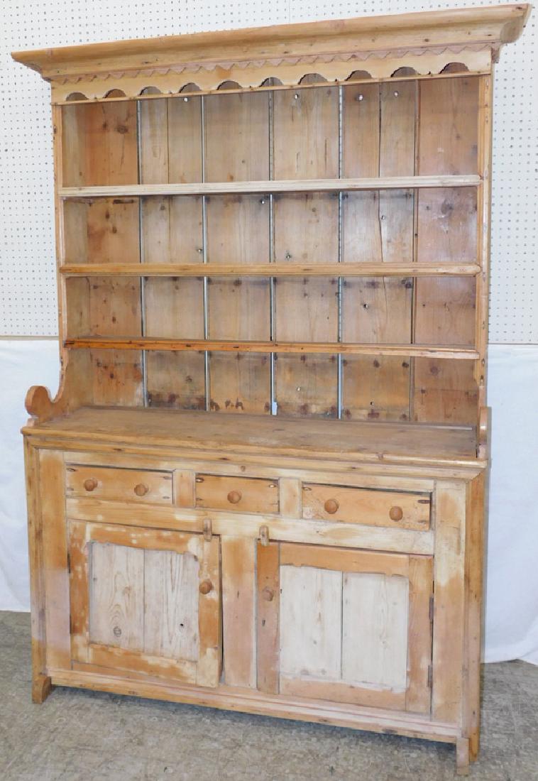 Early shoe foot Irish pine pewter cupboard. (1 of 2)