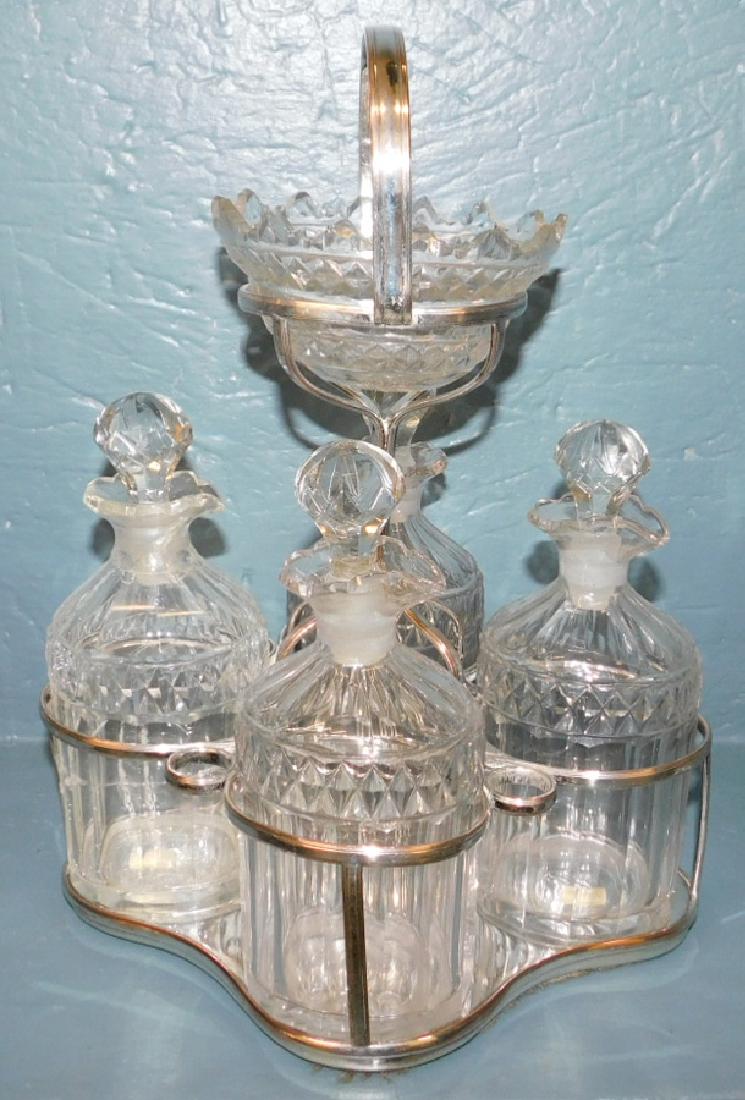 19th C 4 bottle English decanters rack. (1 of 2)