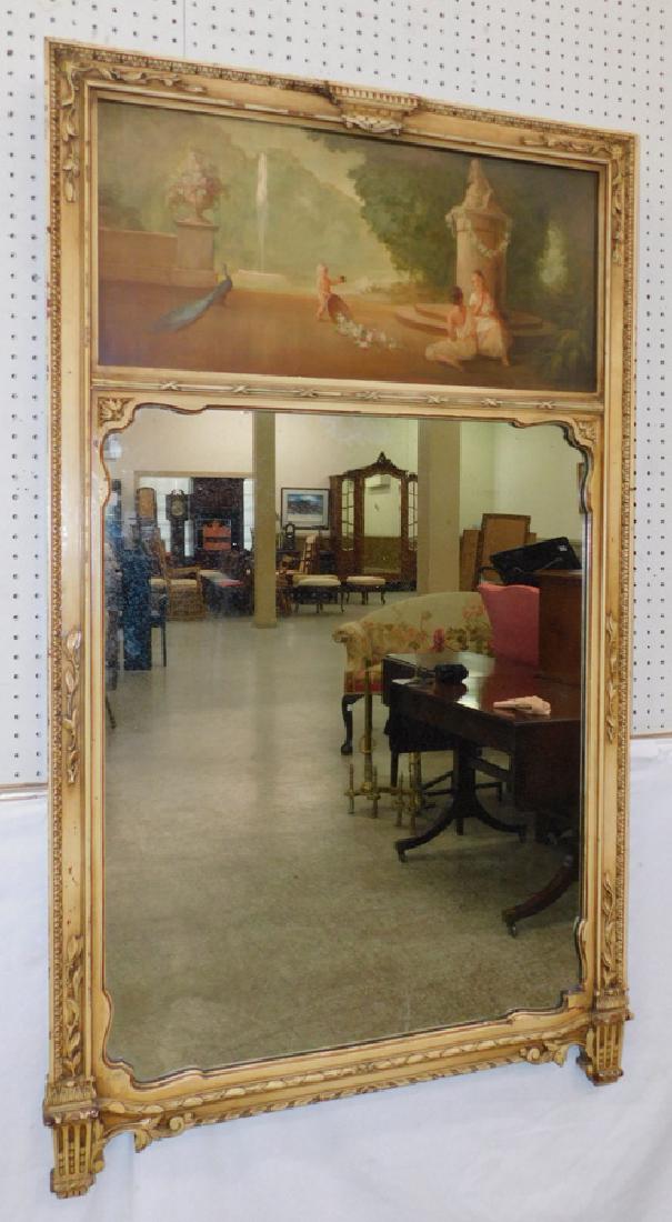 French paint decorated trumeau mirror. (1 of 3)