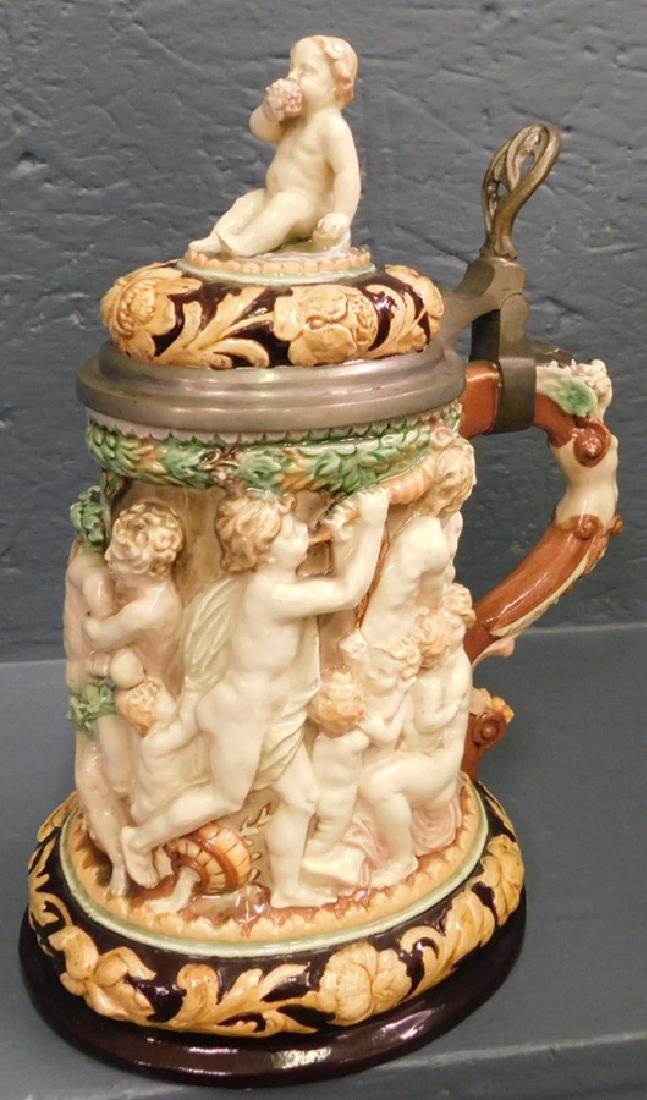 19th C German figural signed tankard. (1 of 4)