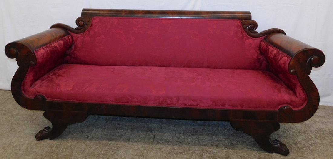 1829 Empire mahogany sofa with claw feet. (1 of 4)
