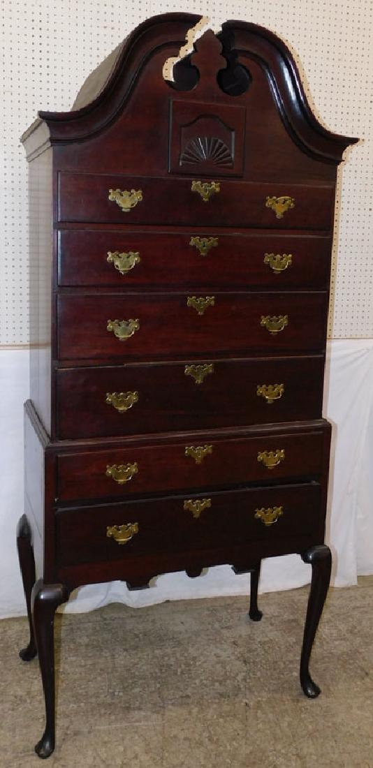18th C cherry Queen Anne 2 part high boy. (1 of 2)