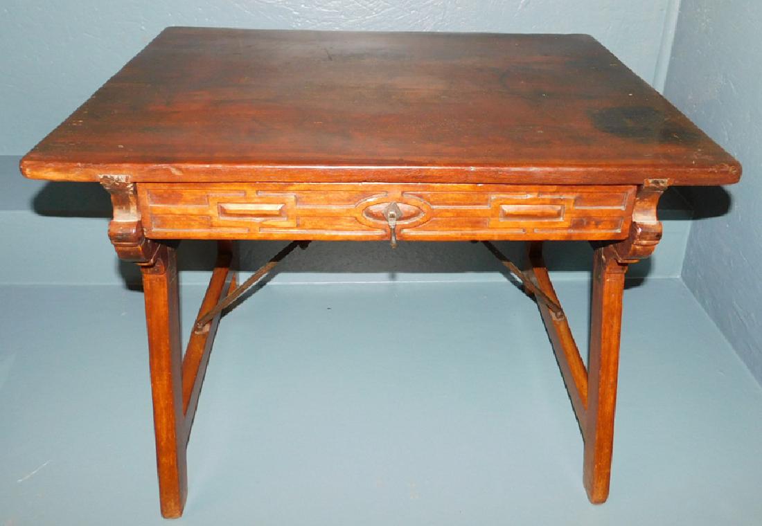 19th C primitive single drawer tea table. (1 of 4)