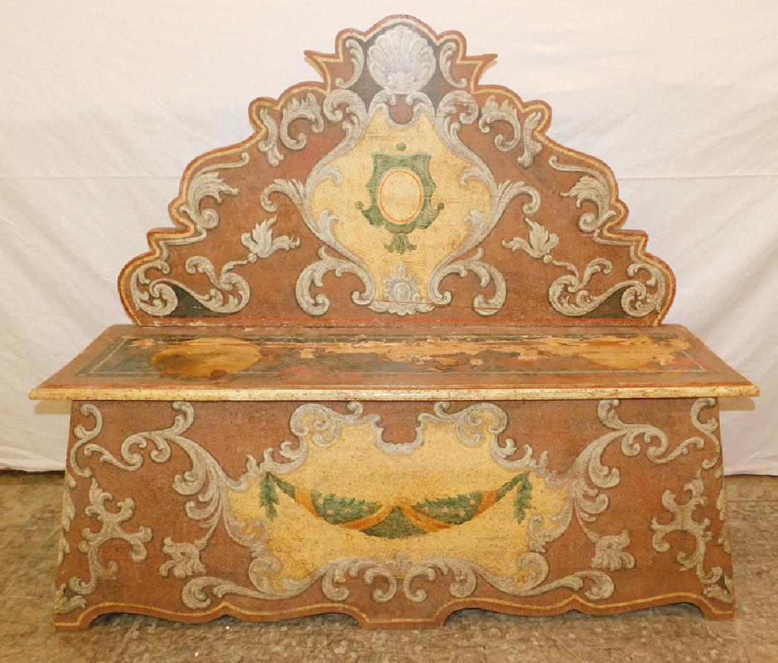 Paint decorated Venetian bench. (1 of 4)