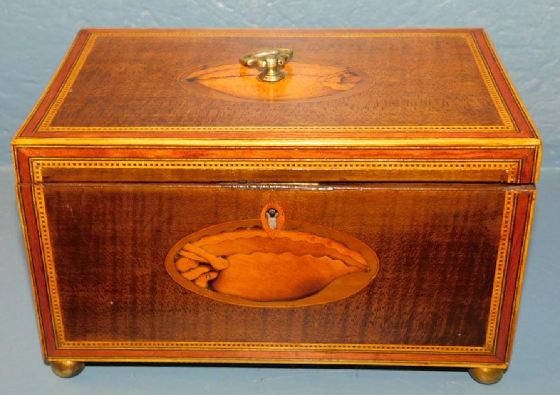 Conch shell inlaid double compartment tea caddy. (1 of 3)
