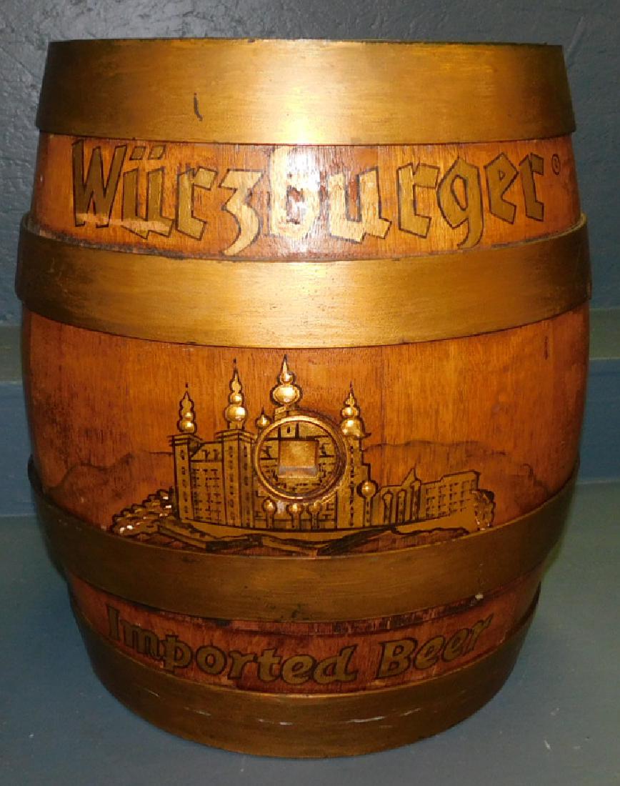 iron banded German beer barrel.: iron banded German beer barrel. 15" dia and 19 1/2" tall.