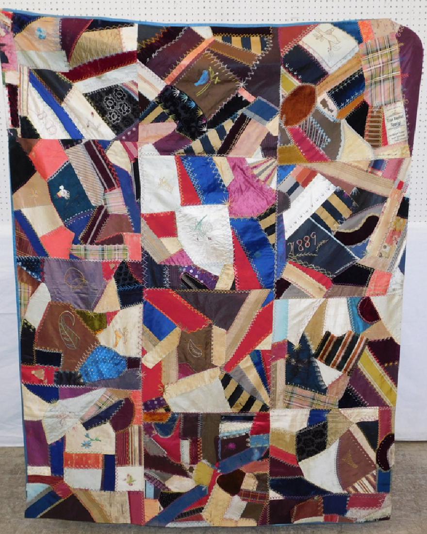 Crazy quilt dated 1889. 71" x 54". (1 of 4)