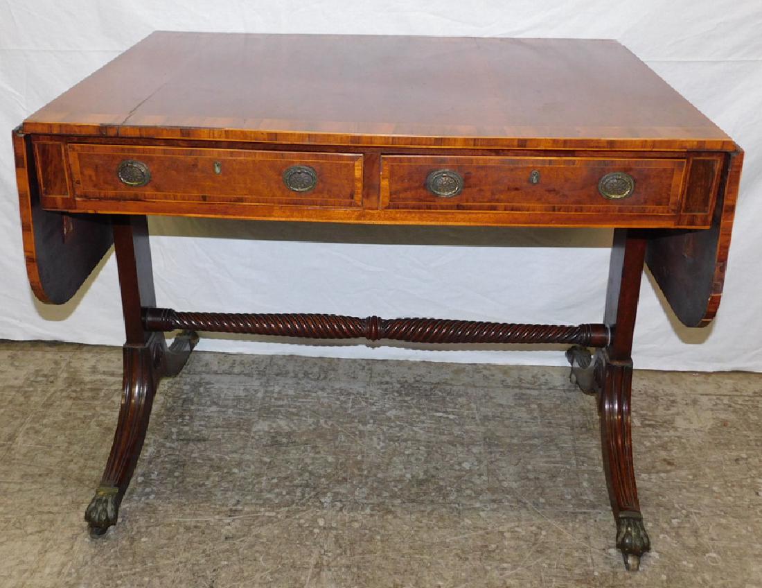 19th C mah & rosewood drop-leaf sofa table. (1 of 4)
