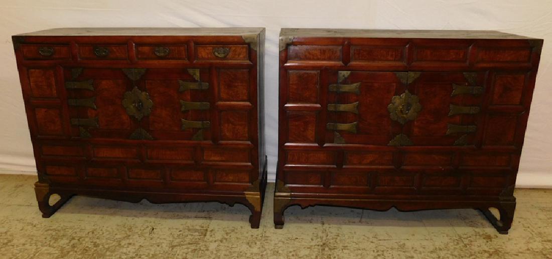 Pair of Korean chests on framed bases. (1 of 4)