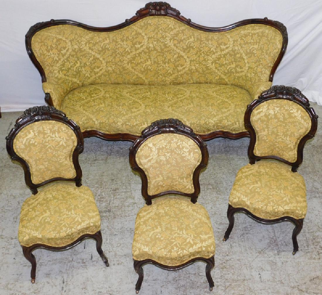 Rosewood Meeks style sofa and 3 chairs. (1 of 5)