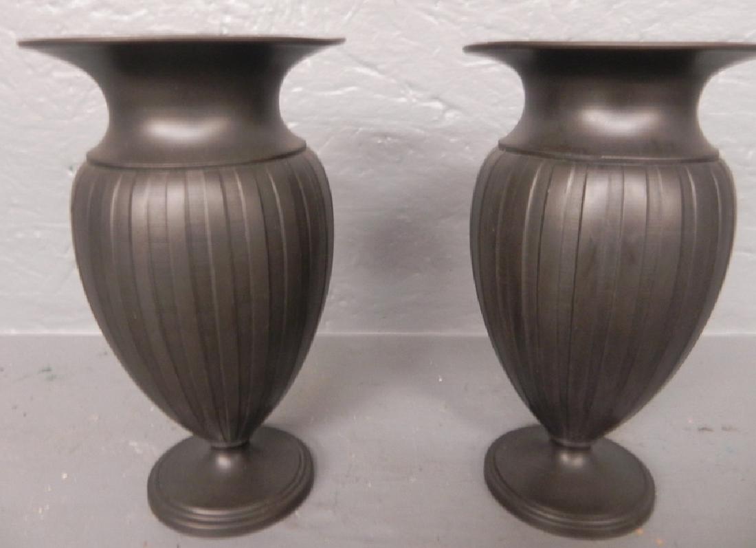 Pair of black basalt Wedgwood urn style vases. (1 of 1)