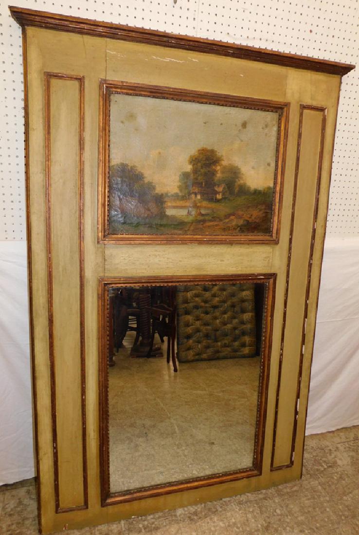 19th C French trumeau mirror. 45" x 70" tall. (1 of 3)
