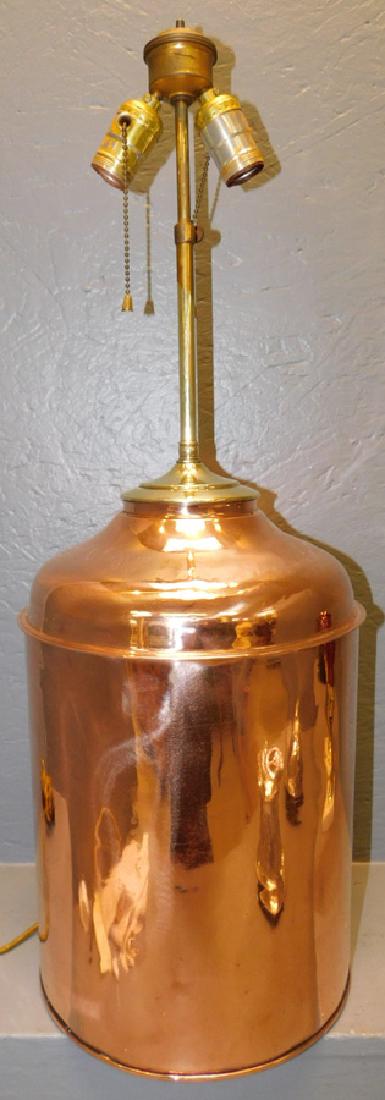 Polished Copper tea canister lamp. 29" tall. (1 of 1)