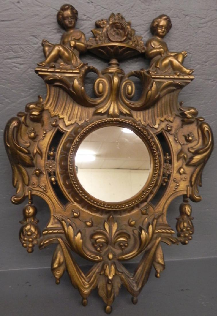 Heavy bronze cherub mirror. 16" x 24". (1 of 1)