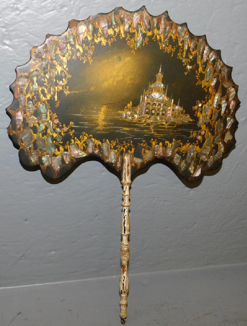 Hand painted papier mache fan. (1 of 3)