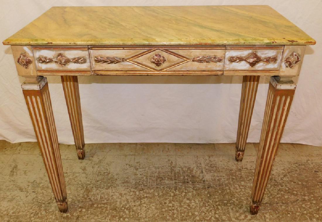 19th C Italian faux marble top console. (1 of 2)