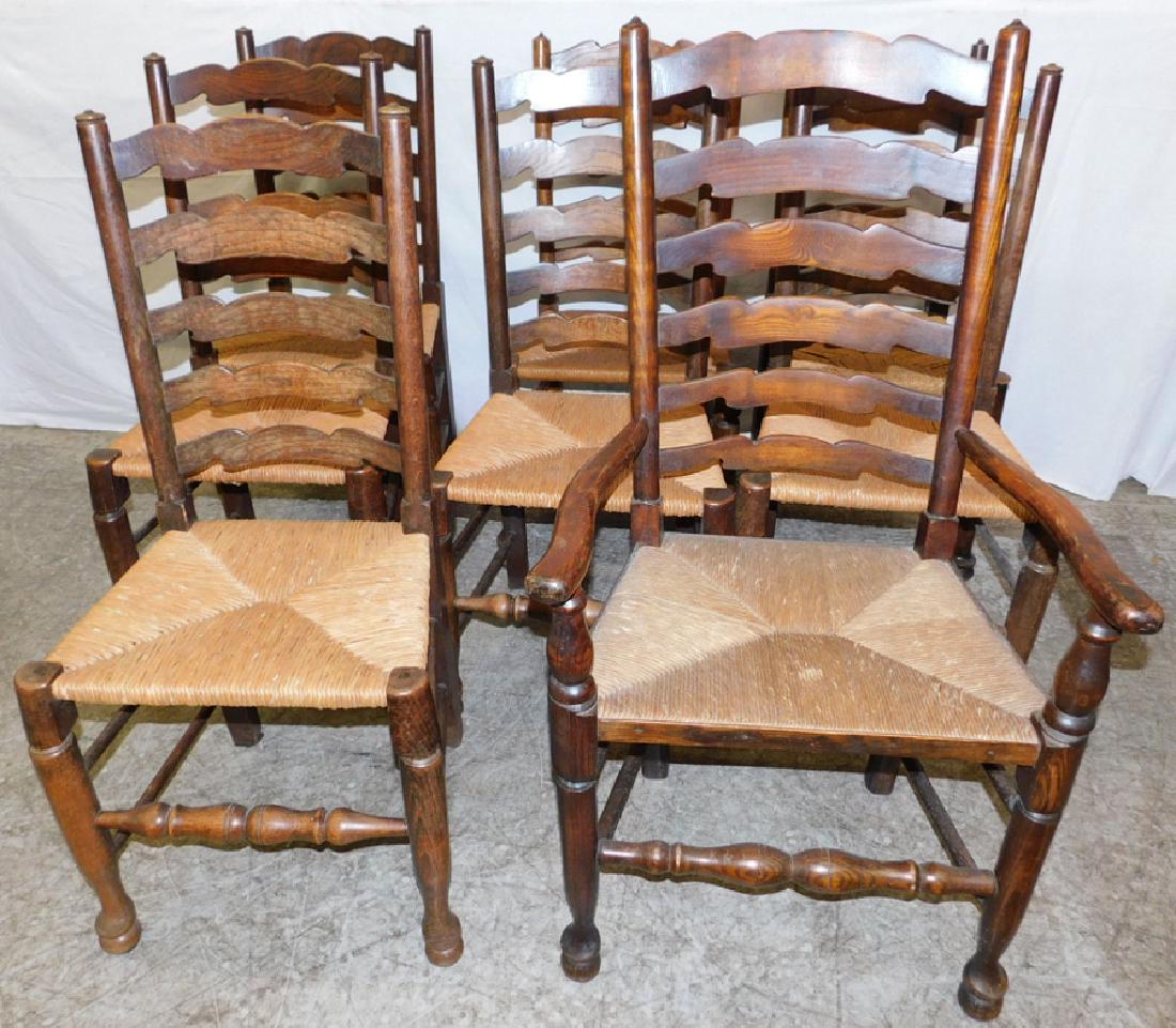Set of 8 Lancashire English oak ladder back chairs (1 of 1)