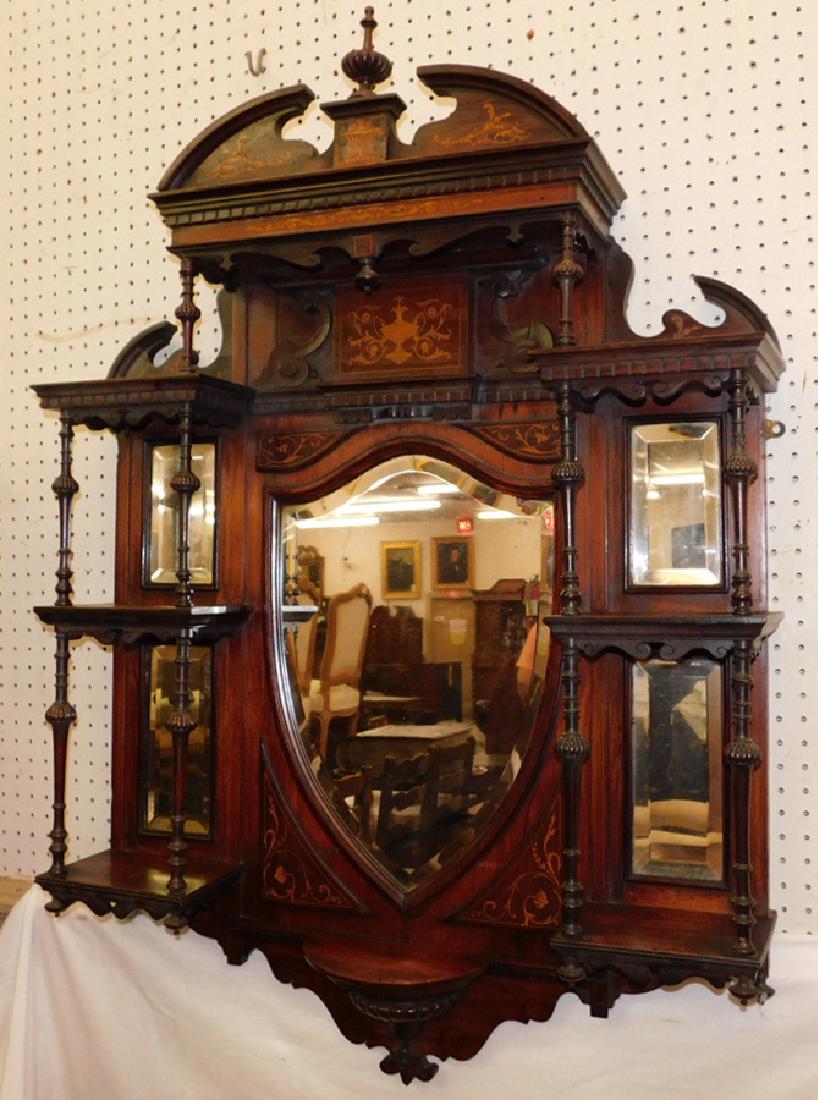 Hanging Edwardian mirror back whatnot.: Hanging Edwardian mirror back whatnot. 33" wide x 48" tall.