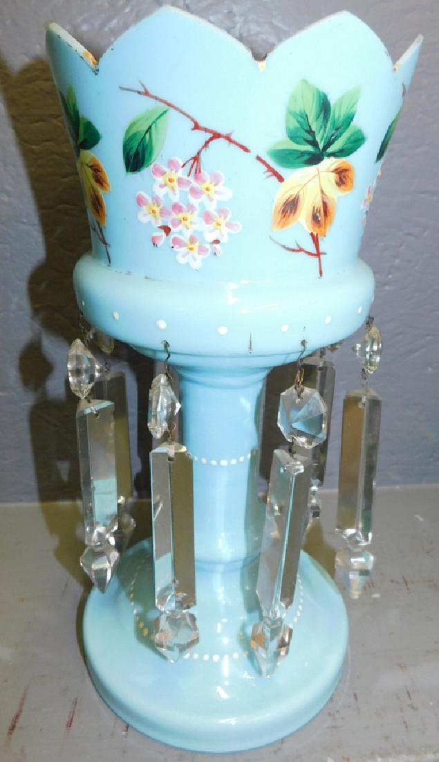 Opaline blue Bristol Victorian enamel painted luster. (1 of 3)