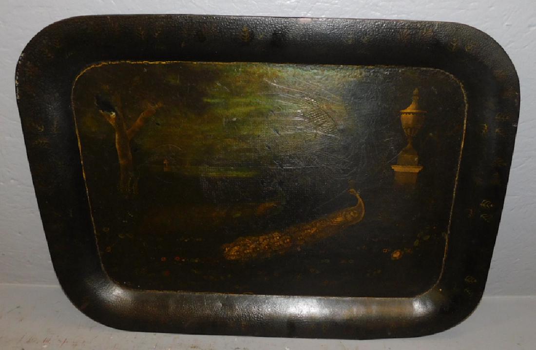 Early Tole painted tray. 24" x 18". (1 of 3)