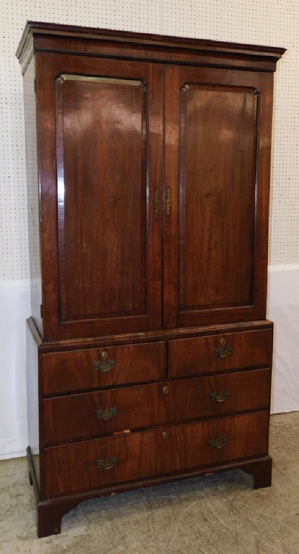 Queen Anne 18th C English walnut linen press. (1 of 3)