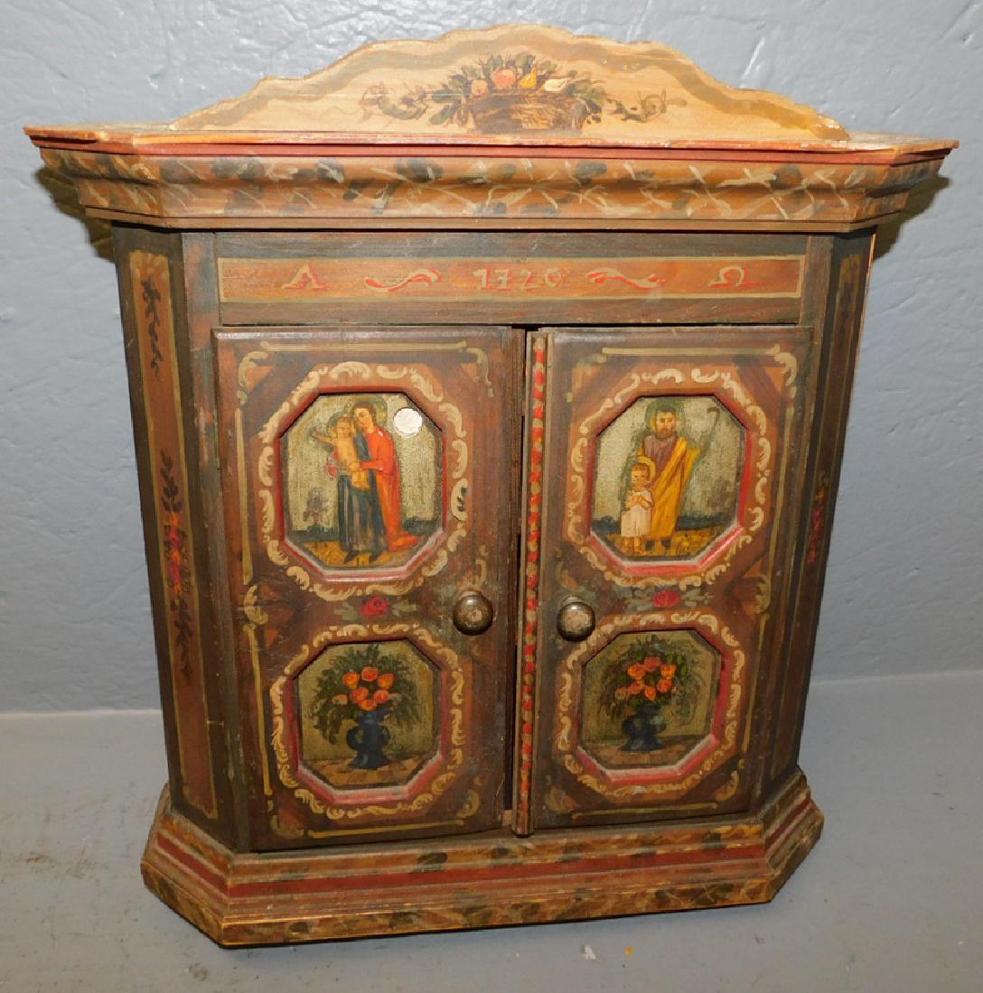 Miniature Venetian painted wood wardrobe. (1 of 3)
