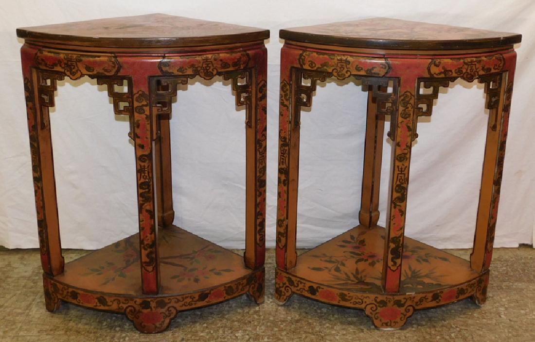 Pair of Chinese paint decorated corner stands (1 of 3)
