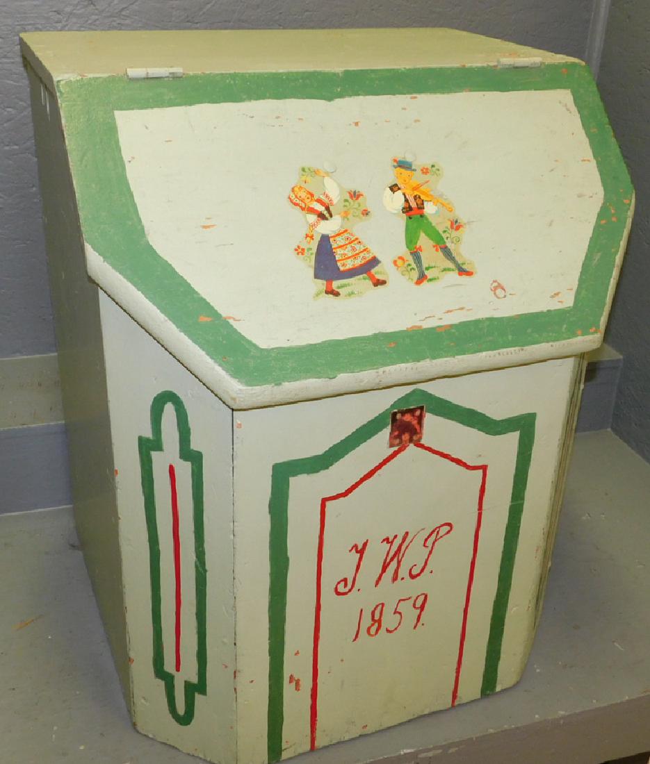 Paint decorated grain bin dated 1857. (1 of 3)