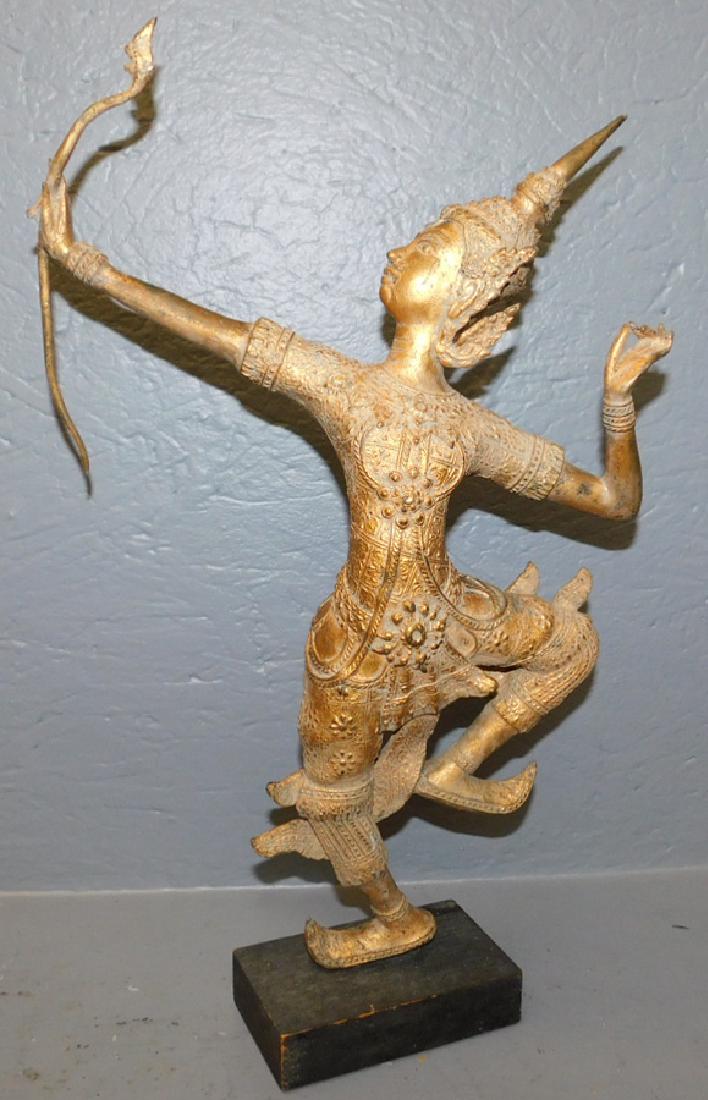 19th C gilt Bronze figural Siamese temple dancer. (1 of 2)