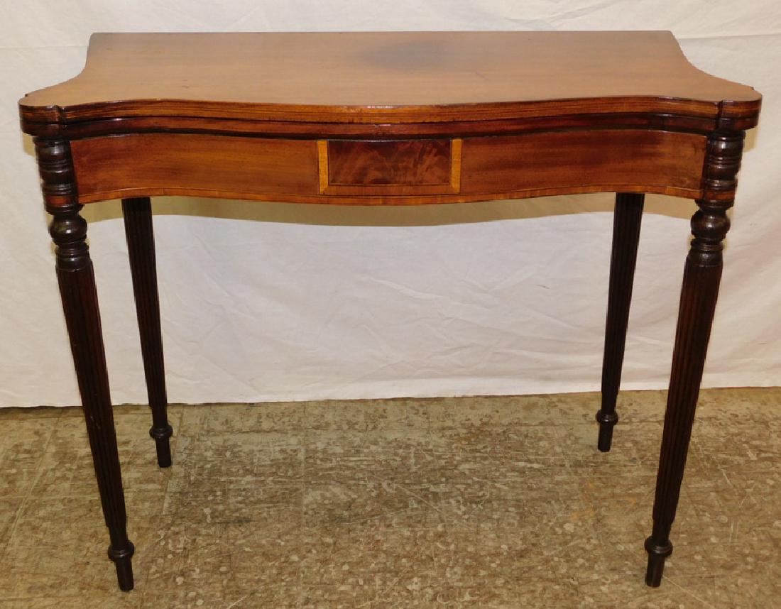 19th C inlaid mahogany Boston game table. (1 of 5)