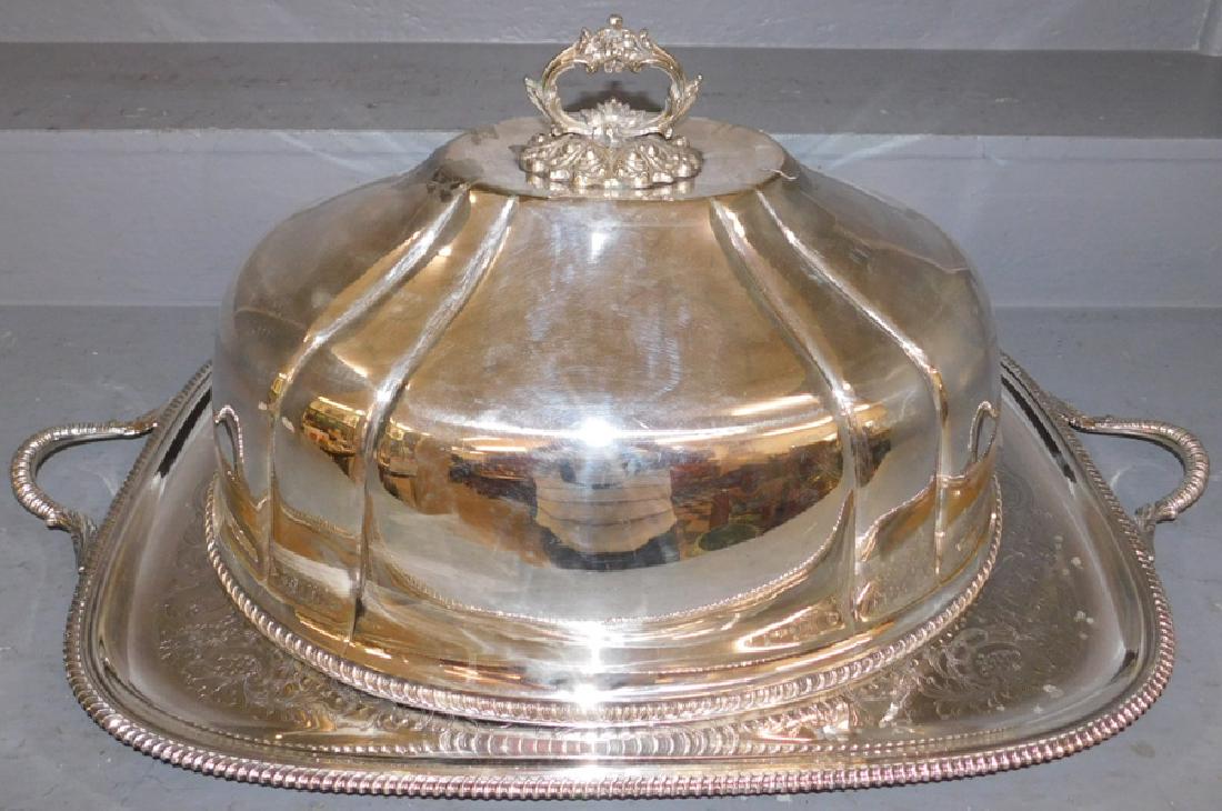 Silver plate turkey dome and tray. (1 of 7)