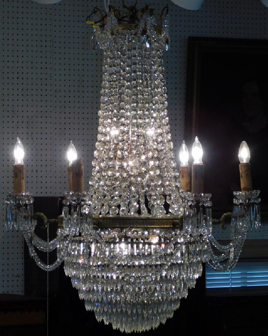 Lrg French crystal & glass prism 13 light chandelier (1 of 2)