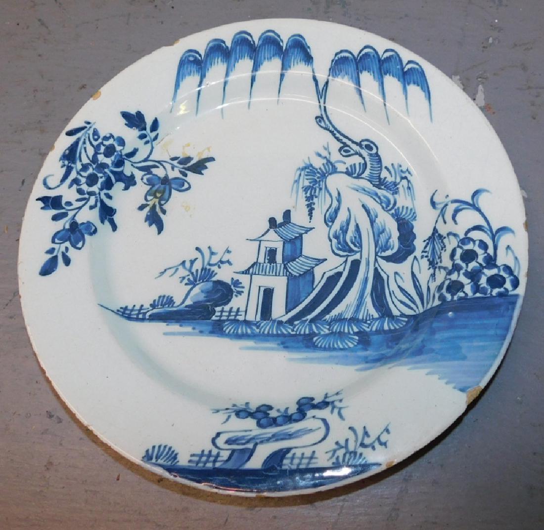 18th century Delft plate. 8" dia. (1 of 2)
