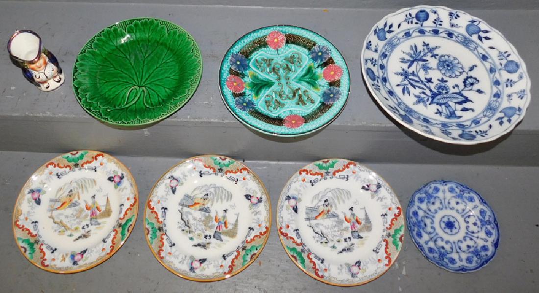 8 misc pcs - 7 misc plates and a miniature Toby. (1 of 2)