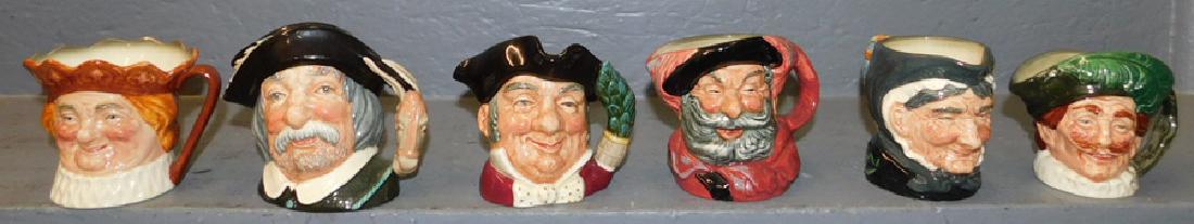 6 miniature Royal Doulton Tobys. To 4 1/4" tall. (1 of 3)