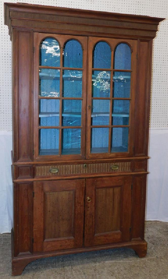 18th c glass door PA flat back pine wall cupboard (1 of 3)