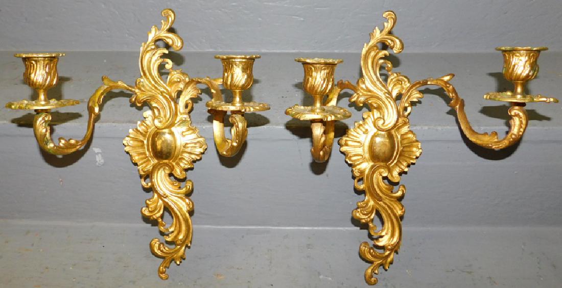 Pair of brass wall sconces. 12" tall. (1 of 2)
